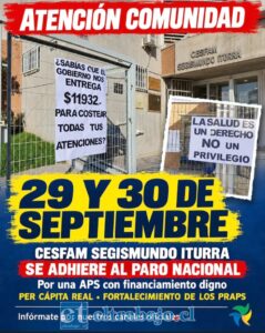Atención Primaria de Aconcagua se adhiere a paro nacional este martes y miércoles por crisis de financiamiento